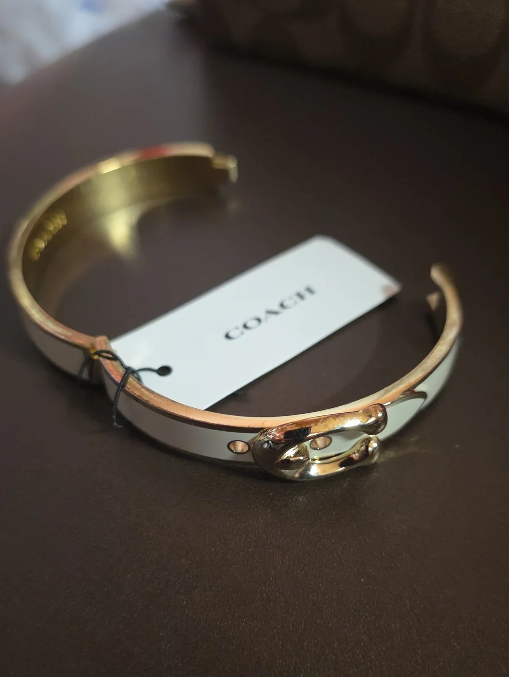 Coach Large C cream Bangle Bracelet Easy On  Nwt